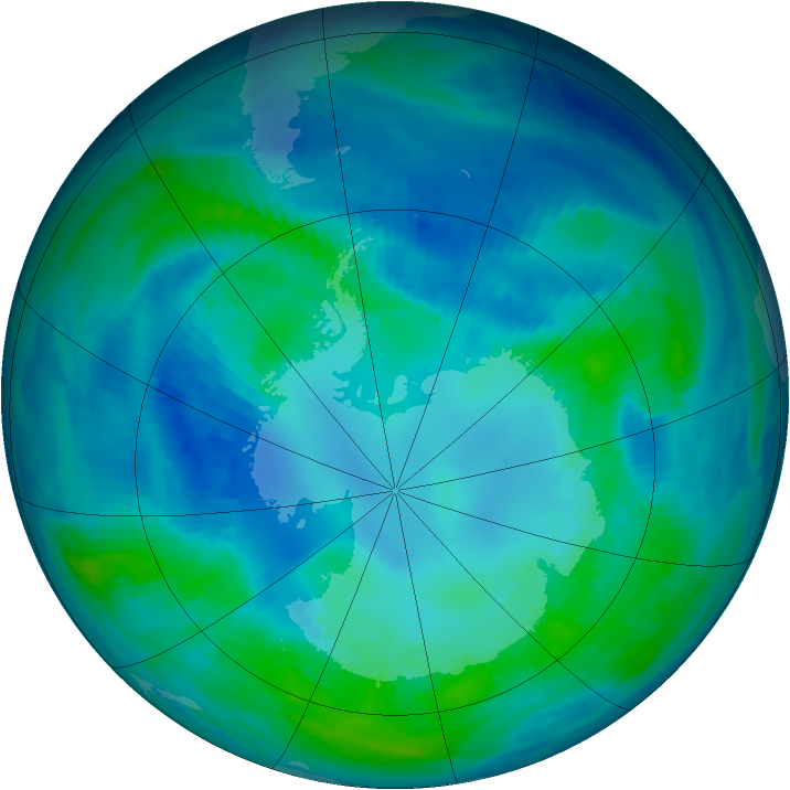 Antarctic ozone map for 19 April 1999